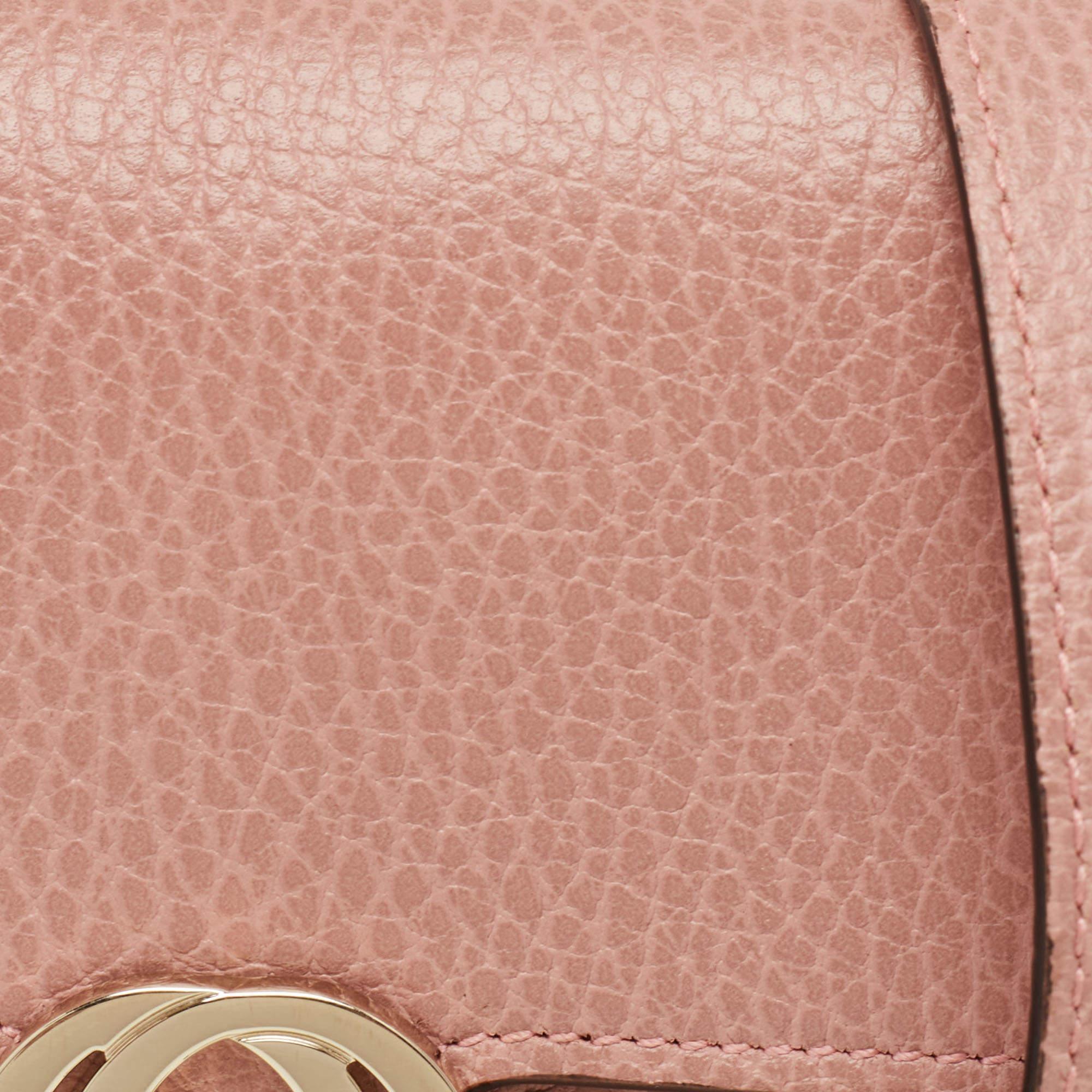 Gucci Dusty Pink Leder Interlocking G Wallet auf Kette im Angebot 6