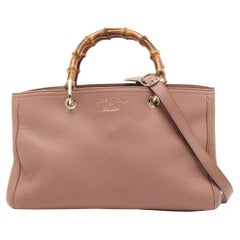 Gucci Dusty Pink Leather Medium Bamboo Shopper Tote