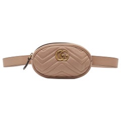 Gucci Dusty Pink matelassé Leather GG Marmont Belt Bag