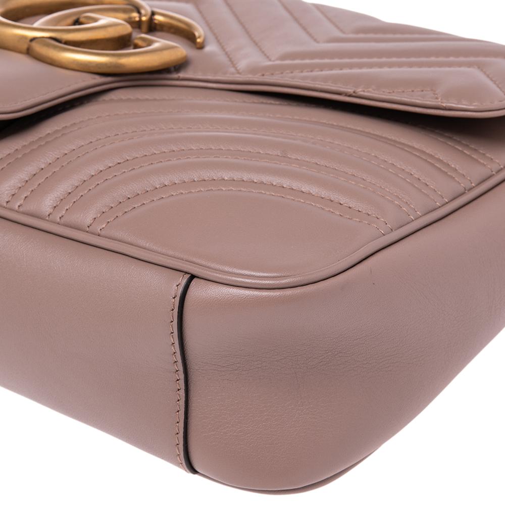 Gucci Dusty Pink Matelasse Leather Medium GG Marmont Shoulder Bag 2
