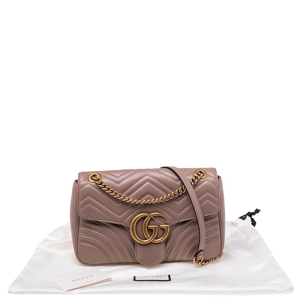Gucci Dusty Pink Matelasse Leather Medium GG Marmont Shoulder Bag 4