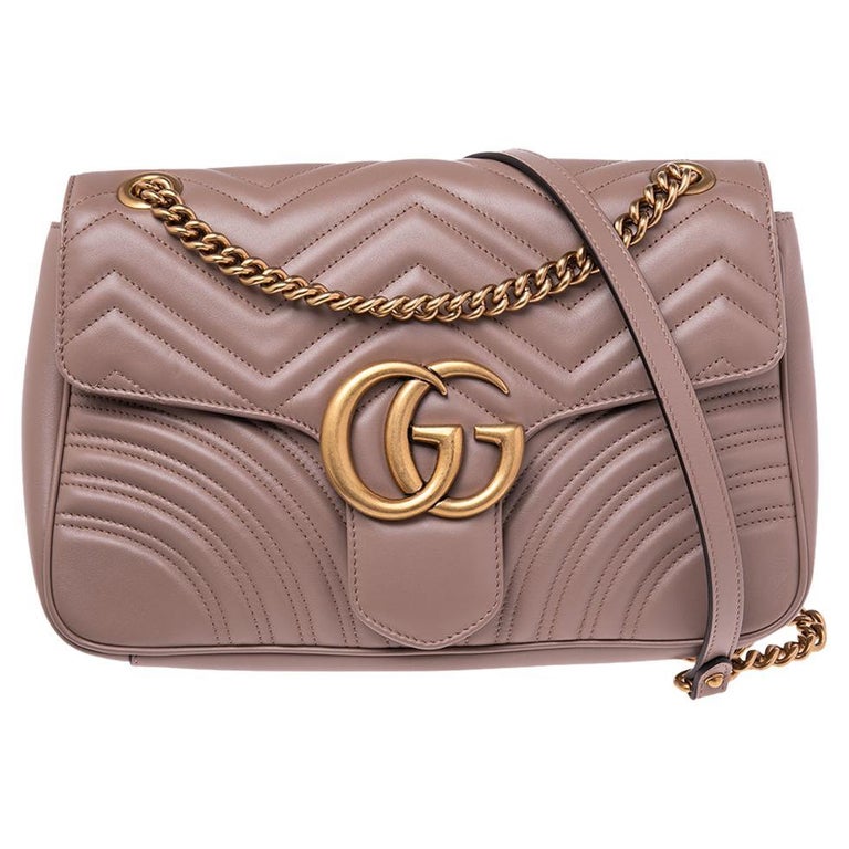 Gucci Dusty Pink Matelasse Leather Medium GG Marmont Shoulder Bag at 1stDibs