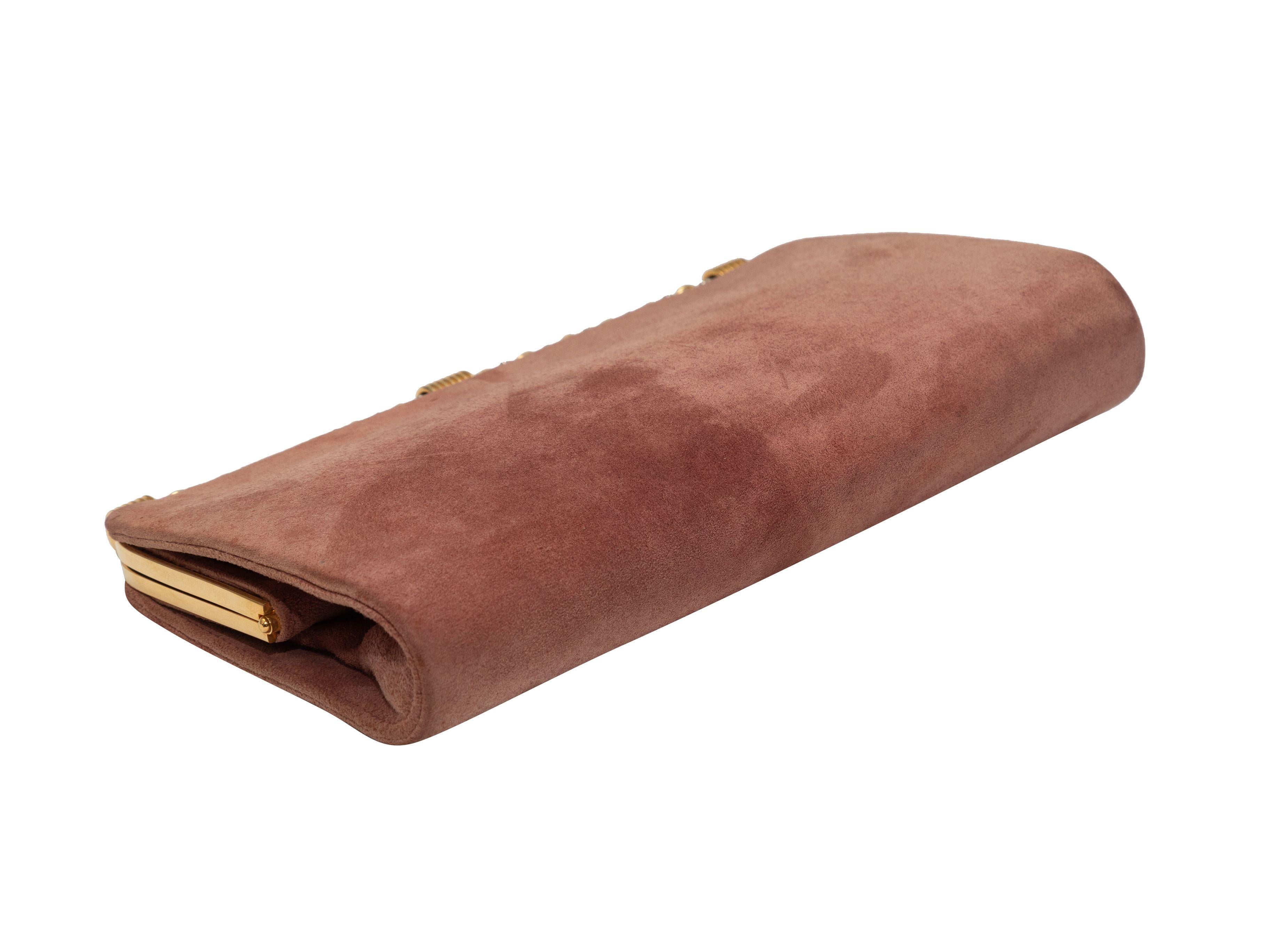 Brown Gucci Dusty Rose Suede Clutch