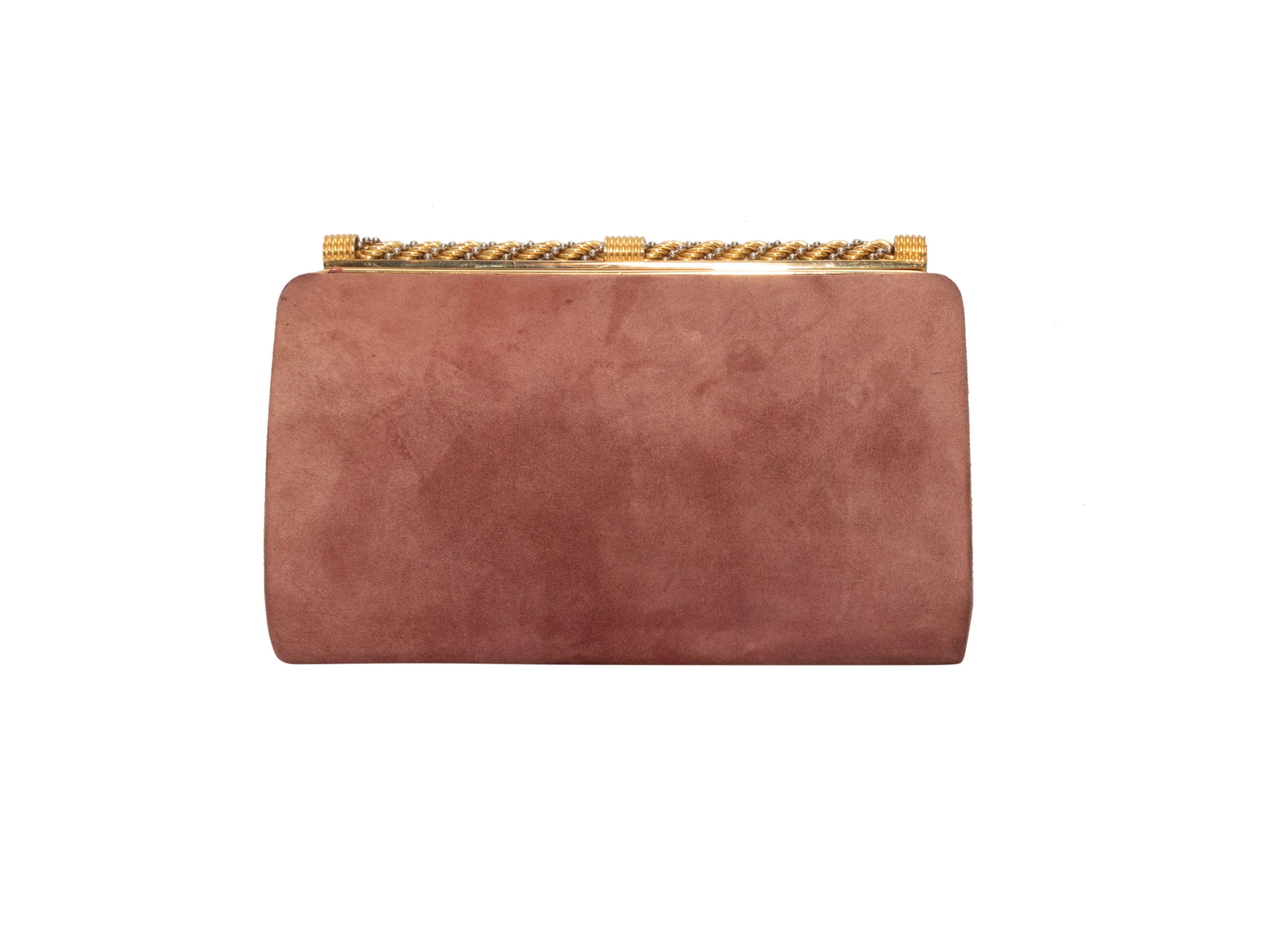 Gucci Dusty Rose Suede Clutch In Good Condition In New York, NY