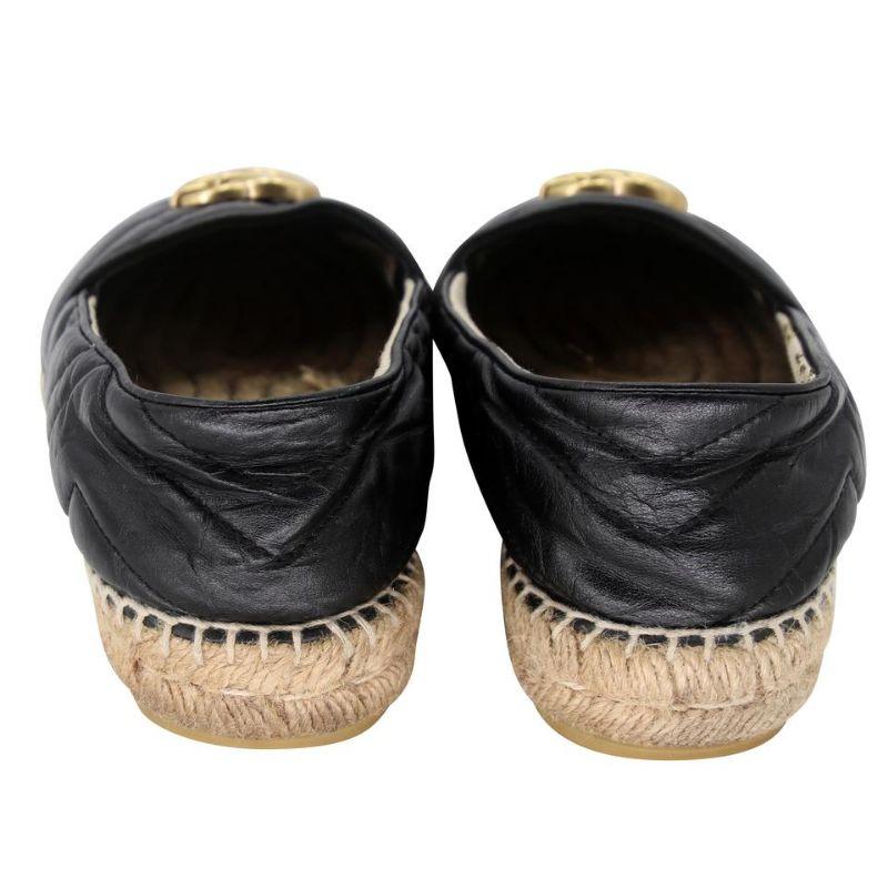 Black Gucci Eapadraille 39 Marmont Leather GG Logo Flats GG-0503N-0150 For Sale