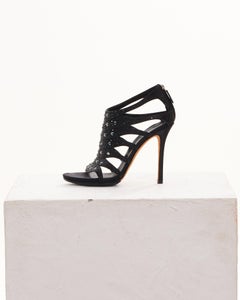 GUCCI Early 00's Black Satin Crystal Embellished Sandals