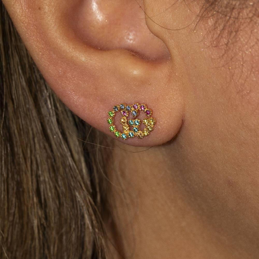 GUCCI Earrings in Gold with Sapphires For Sale 1