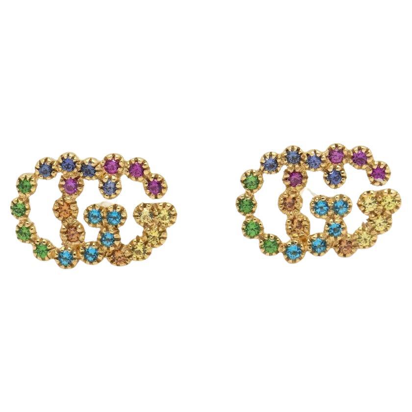 GUCCI Earrings in Gold with Sapphires For Sale