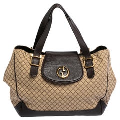 Gucci Ebony/Beige Diamante Canvas and Leather Medium 1973 Tote