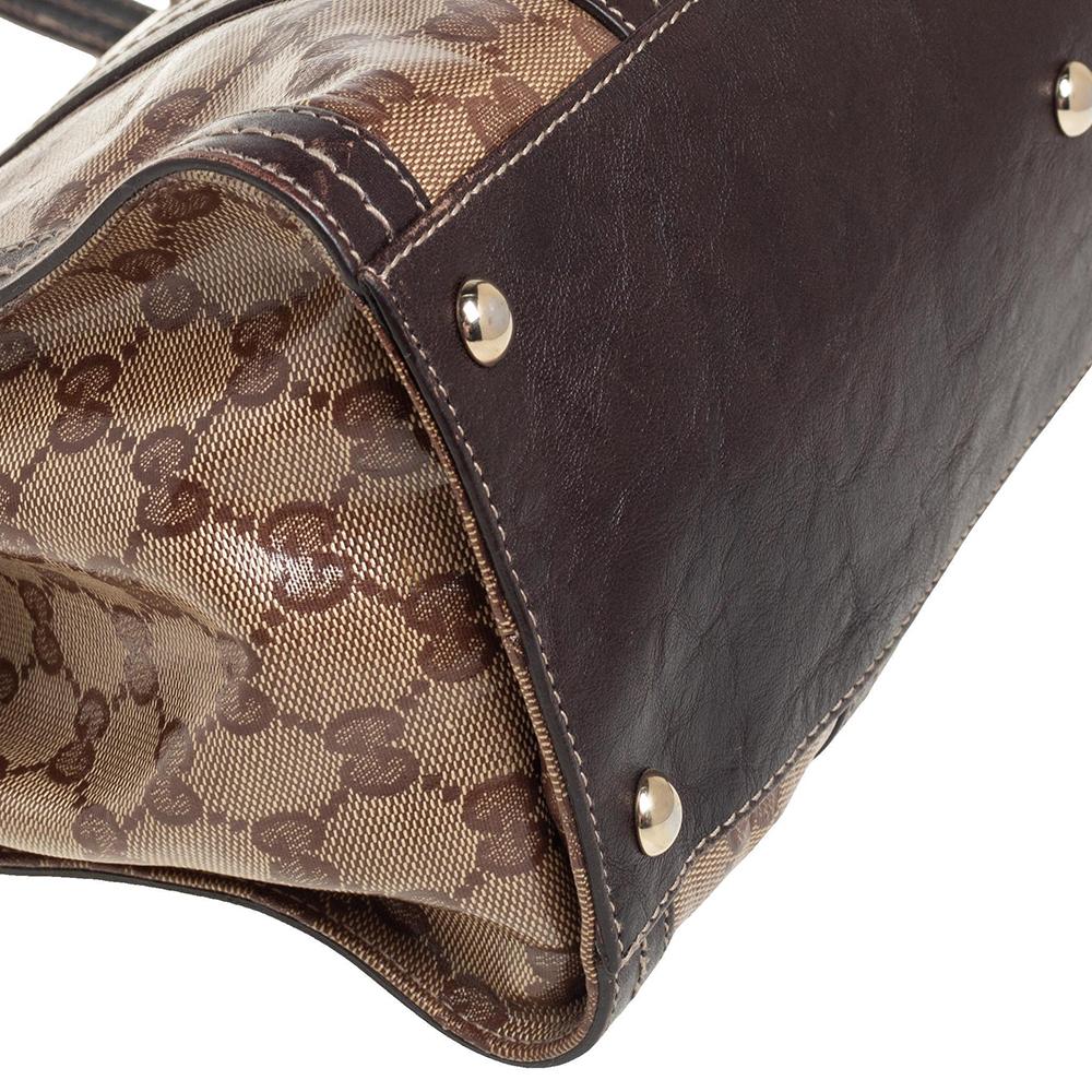 Gucci Ebony/Beige GG Crystal Canvas and Leather Duchessa Tote 5