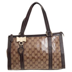 Gucci Ebony/Beige GG Crystal Canvas and Leather Duchessa Tote