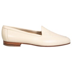 Gucci Ecru Leather Horse-bit Embroidered Loafers Size IT 39.5