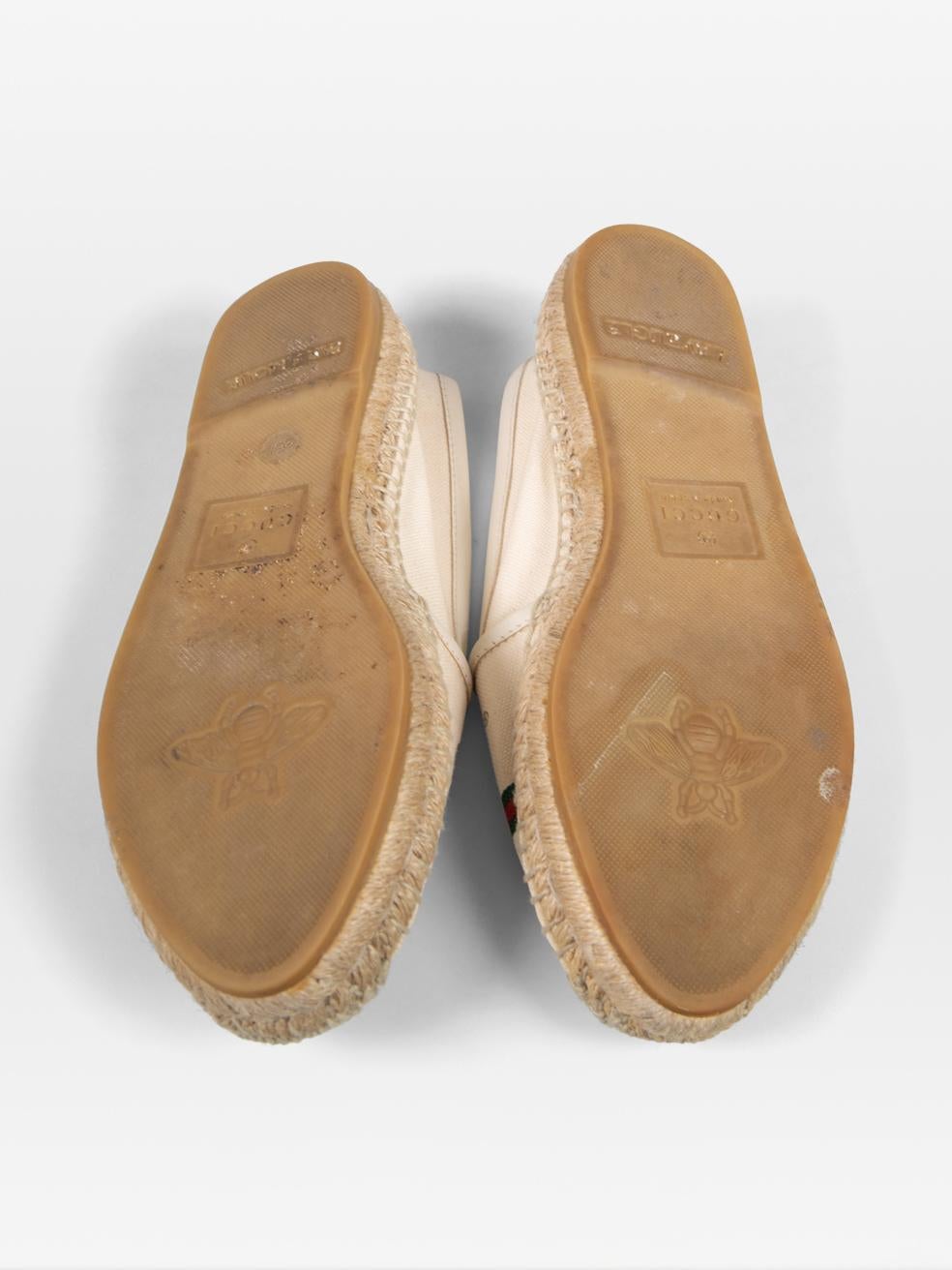 Gucci Ecru Logo Print Espadrilles Size IT 35.5 In Good Condition For Sale In London, GB