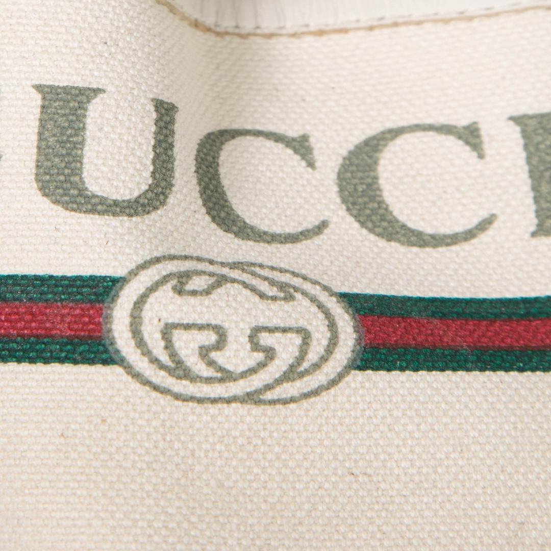 Women's Gucci Ecru Logo Print Espadrilles Size IT 35.5 For Sale