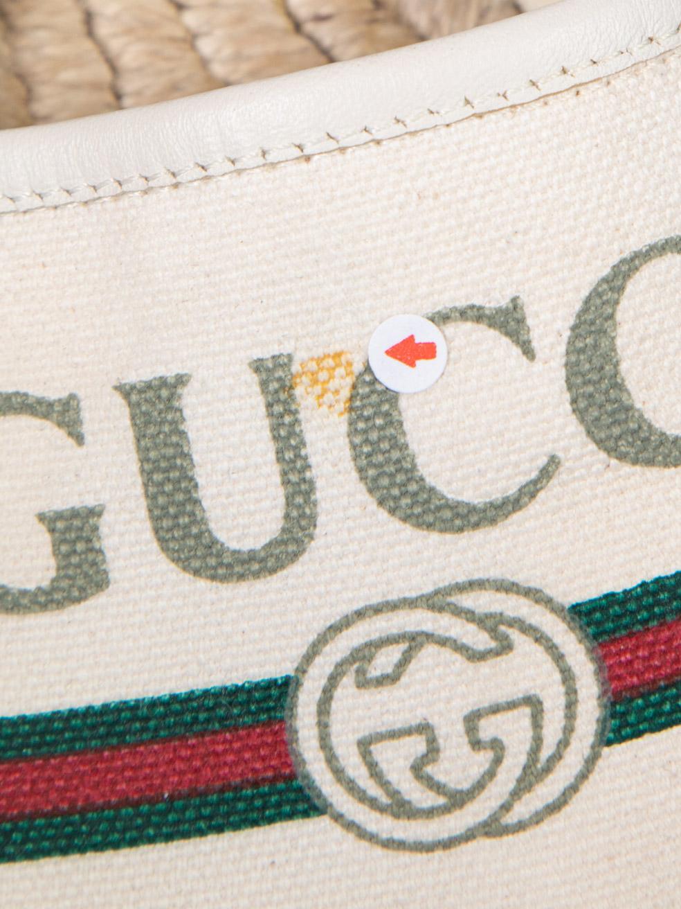 Gucci Ecru Logo Print Espadrilles Size IT 35.5 For Sale 2