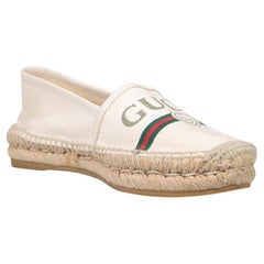Gucci Ecru Logo Print Espadrilles Size IT 35.5
