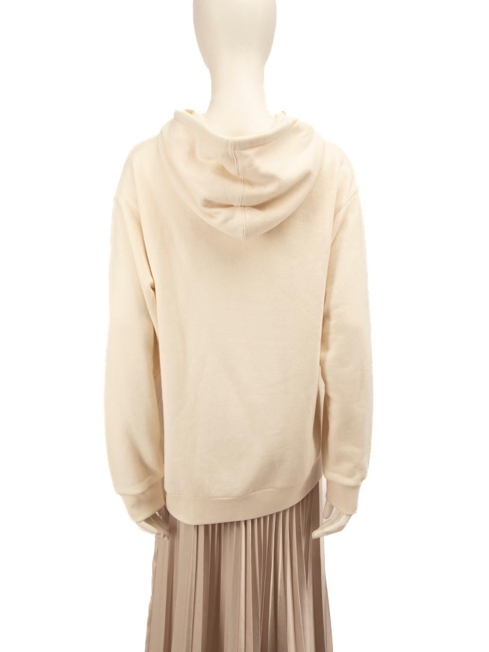 Beige Gucci Ecru à capuche avec logo pailleté, taille M en vente