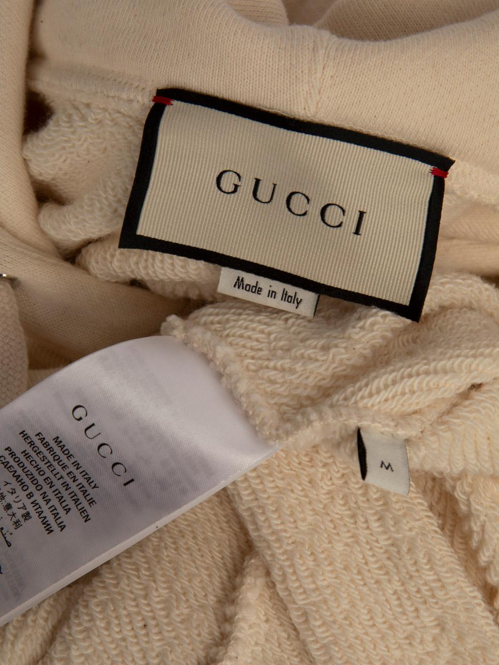 Gucci Ecru à capuche avec logo pailleté, taille M en vente 3