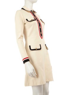 Gucci Ecru Web Trim Knee Length Dress Size S