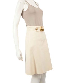 Gucci Ecru Wool Marmont GG Buckle Skirt Size XS