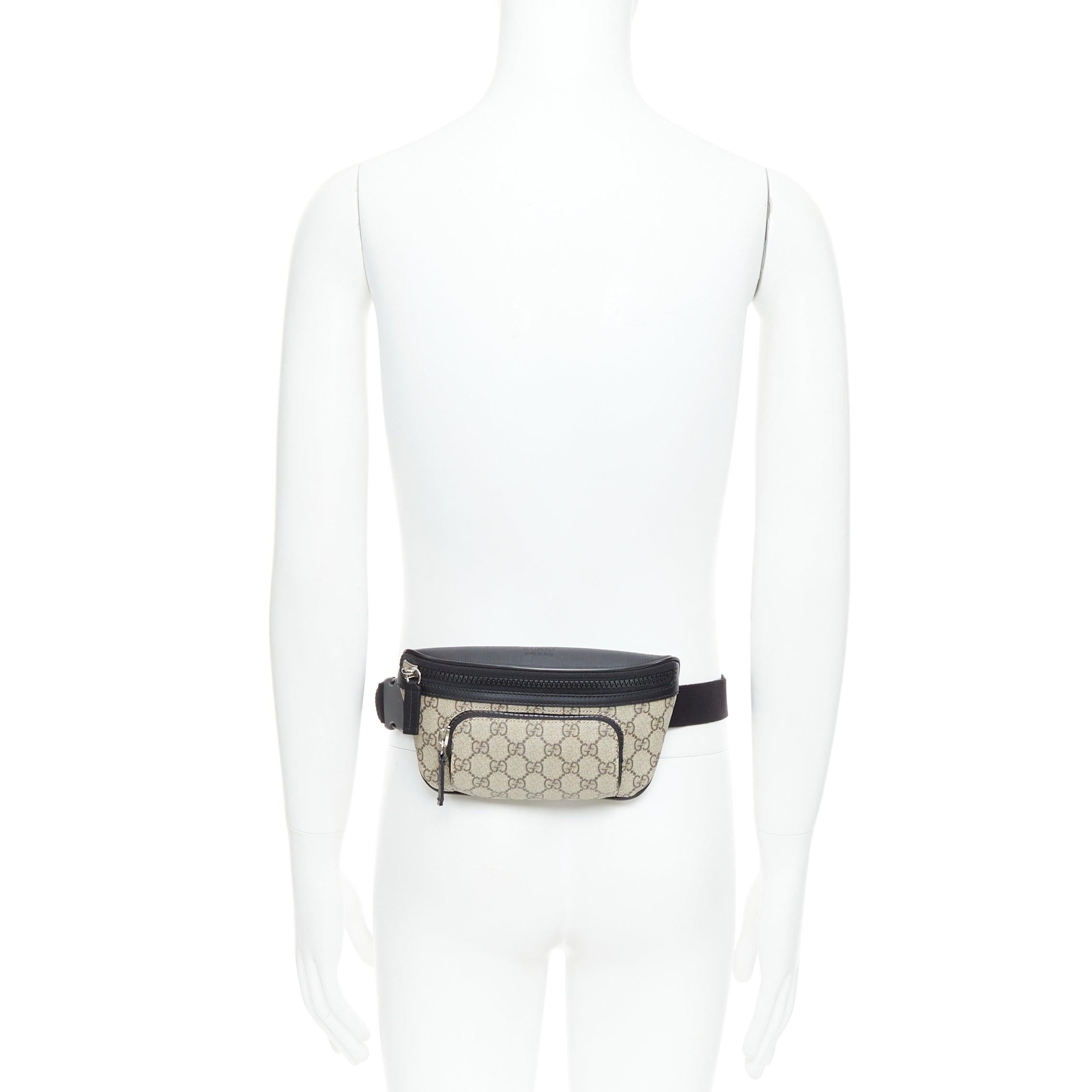 GUCCI Eden Supreme GG monogram canvas black leather belt bag
Reference: TGAS/E00686
Brand: Gucci
Collection: Supreme
Material: Canvas, Leather
Color: Grey, Black
Pattern: Logomania
Closure: Zip
Lining: Black Canvas
Extra Details: Designed with GG