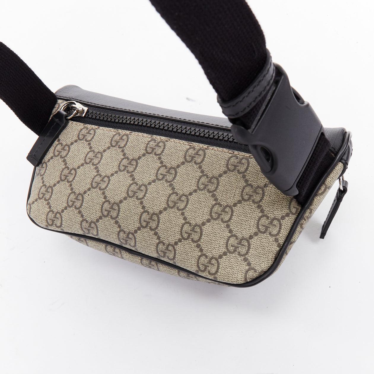 GUCCI Eden Supreme GG monogram canvas black leather belt bag For Sale 1