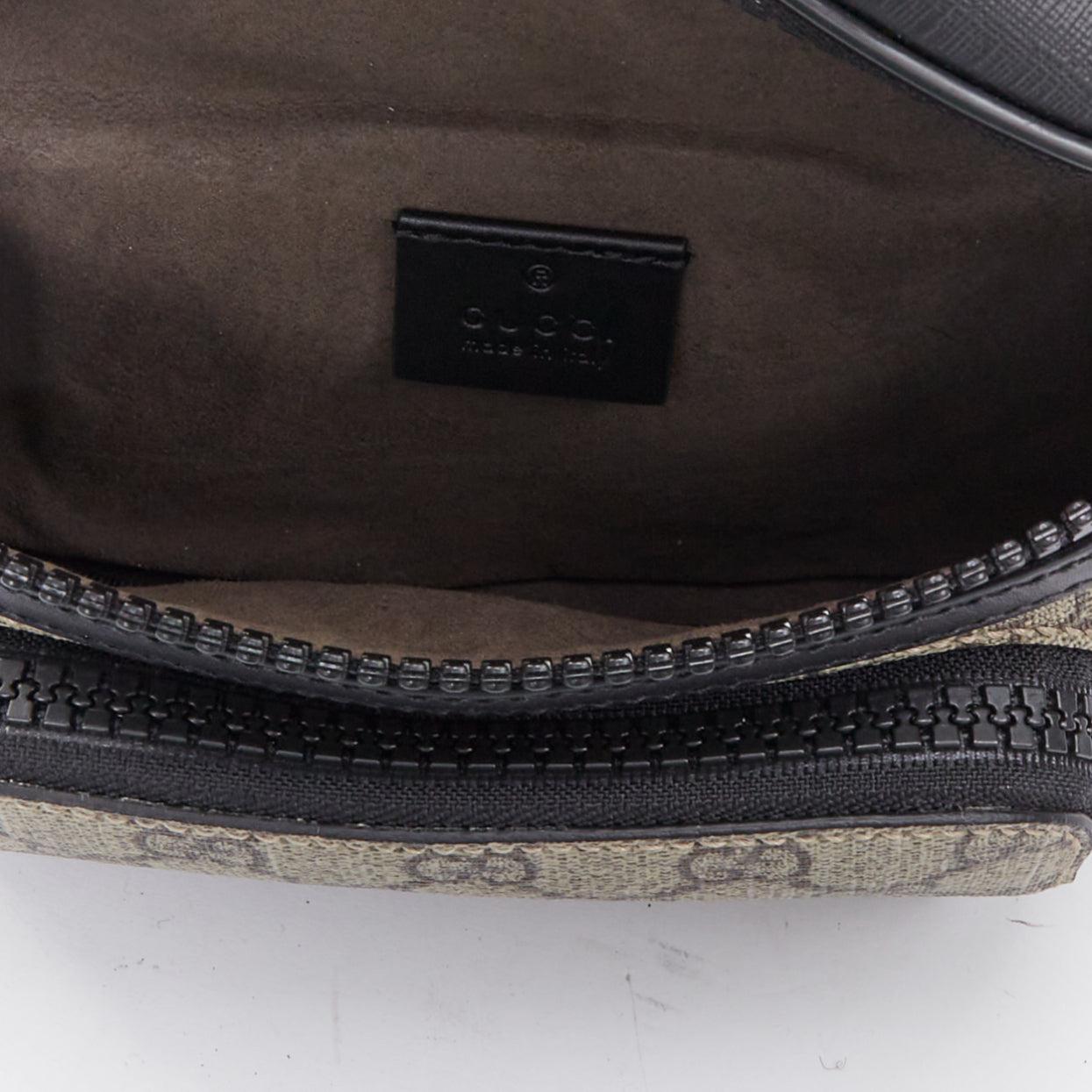 GUCCI Eden Supreme GG monogram canvas black leather belt bag For Sale 2