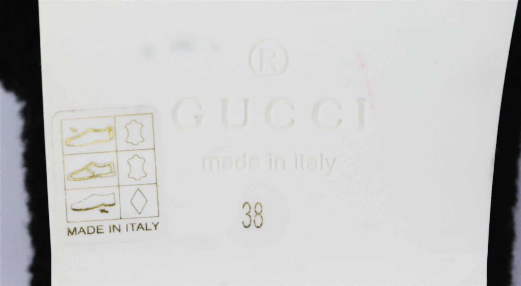 Women's Gucci Eileen Logo Print Shearling Slides EU 38 UK 5 US 8 