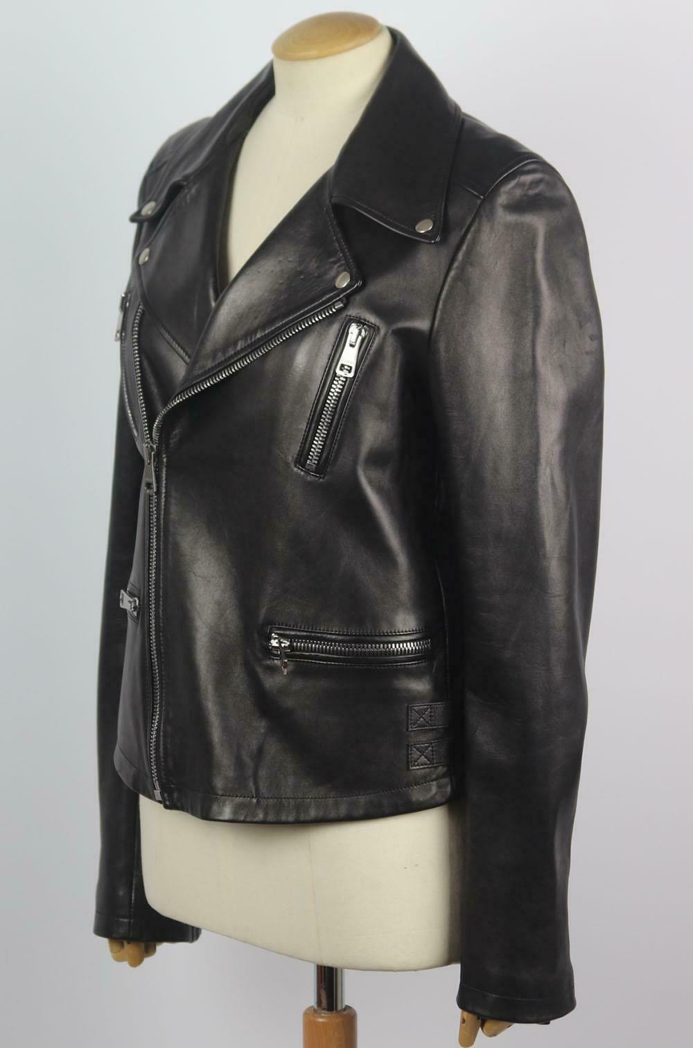 Black Gucci Embellished Biker Leather Jacket