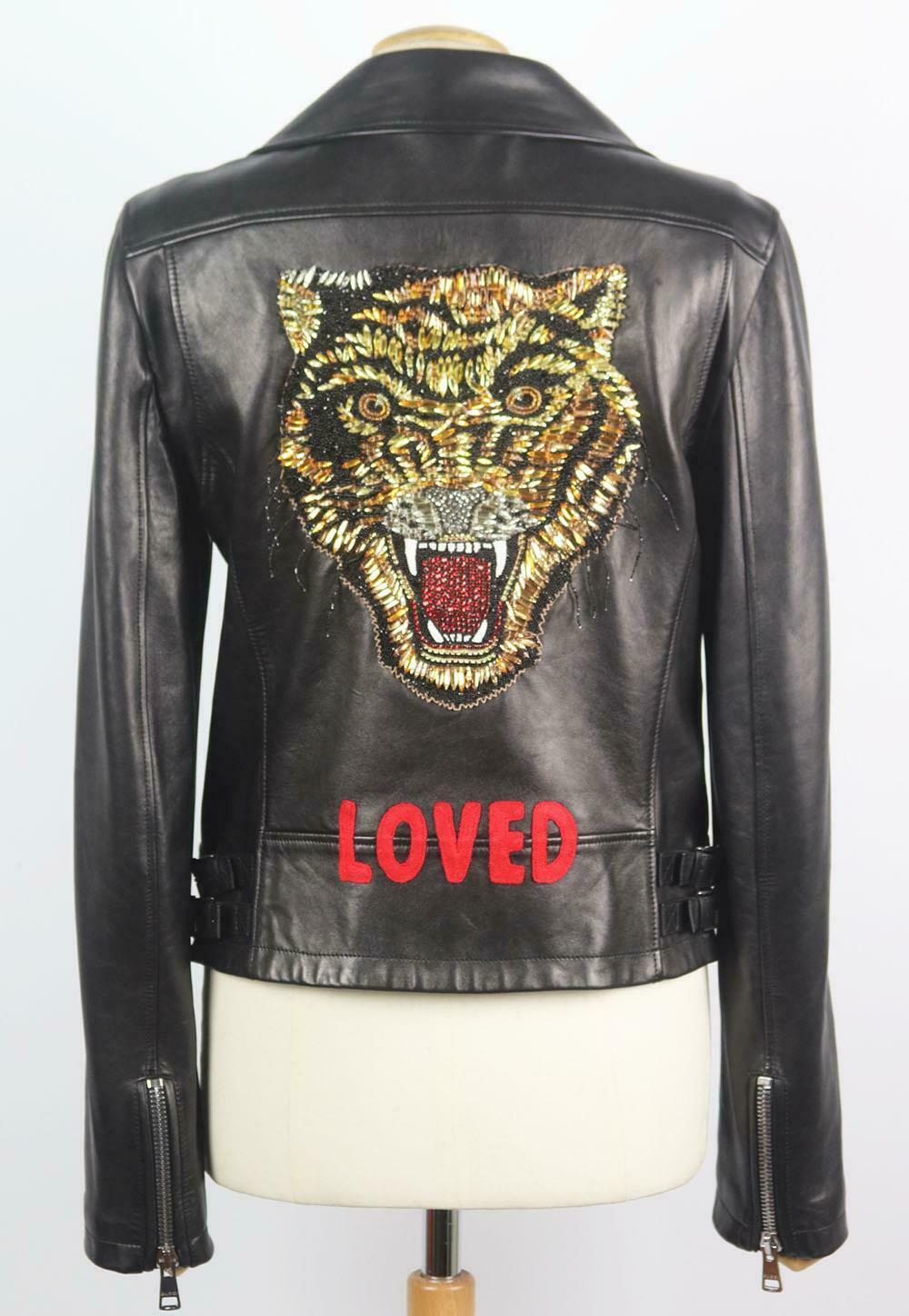 Gucci Embellished Biker Leather Jacket In Excellent Condition In London, GB