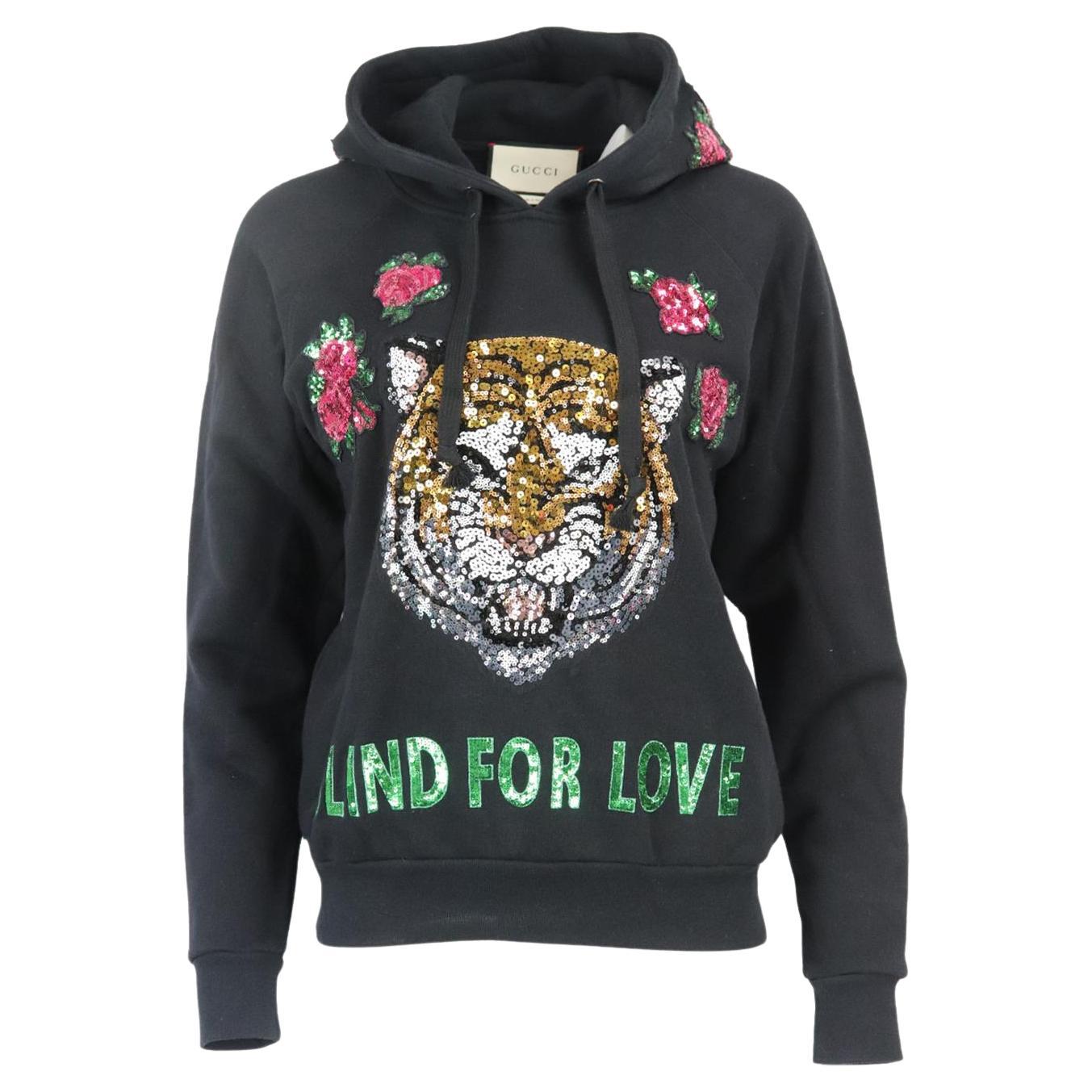 Gucci Embellished Cotton Terry Hoodie Xxsmall For Sale at 1stDibs