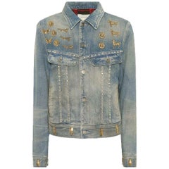 Gucci Appliquéd Mink and Shearling-Trimmed Denim Jacket at 1stDibs