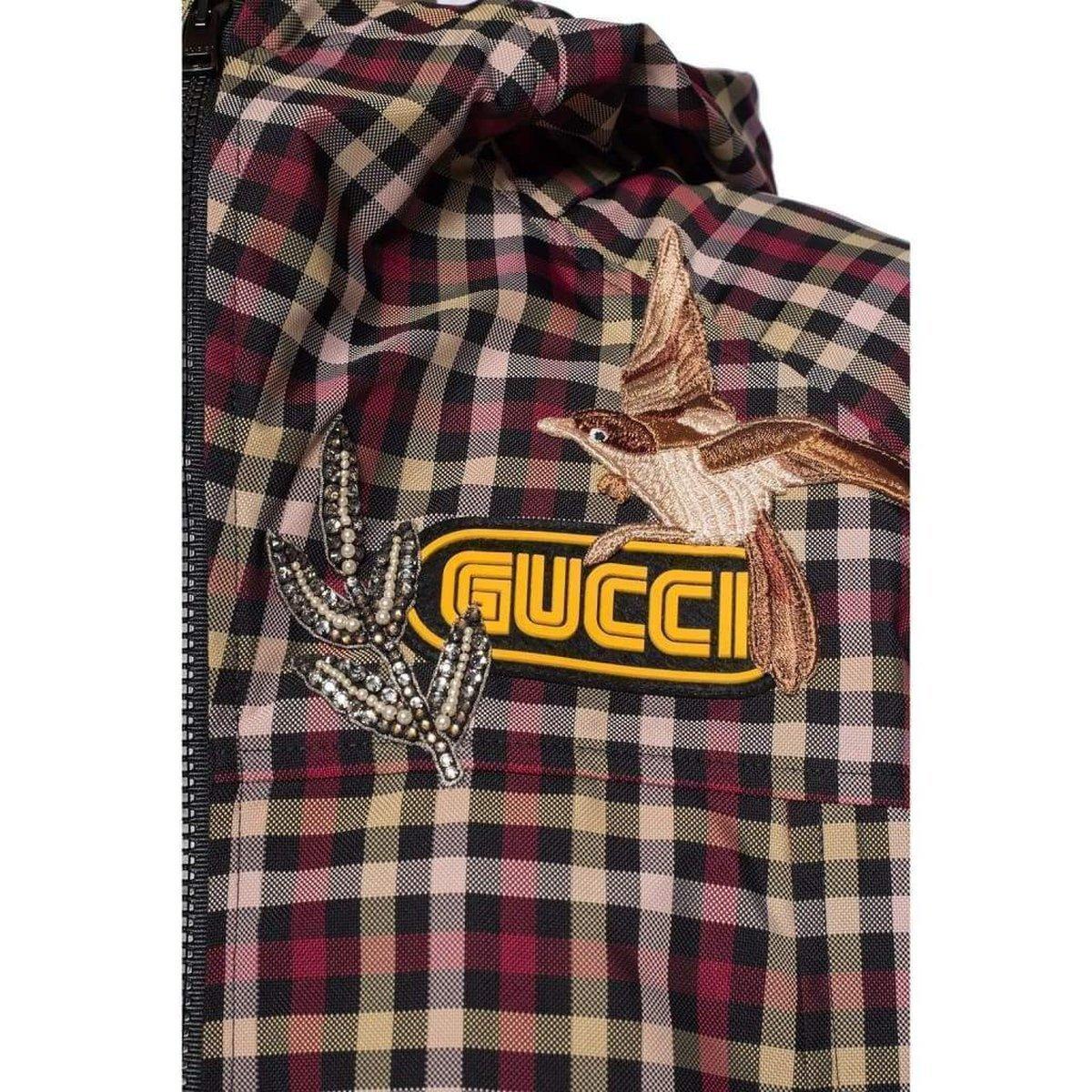 Gucci Karierter Mantel mit Verzierungen  IT40 (Schwarz) im Angebot