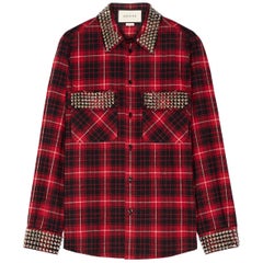 Gucci Embellished Plaid Cotton Flannel Shirt