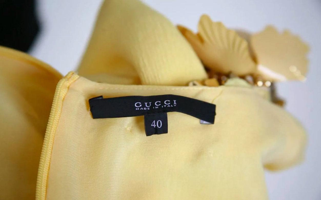 Gucci Embellished Yellow Silk Dress 3