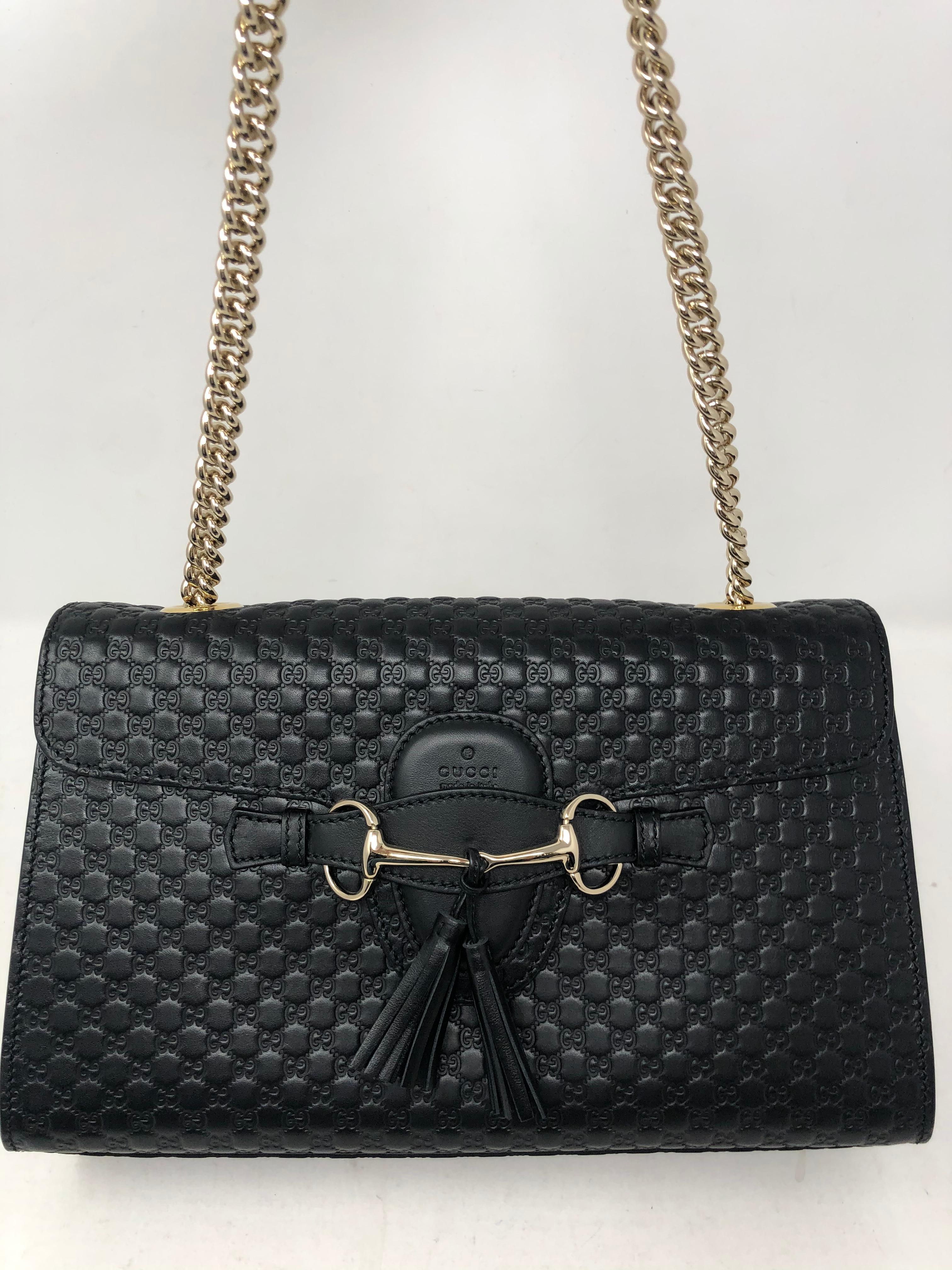 Gucci Embossed Black Leather Bag In New Condition In Athens, GA