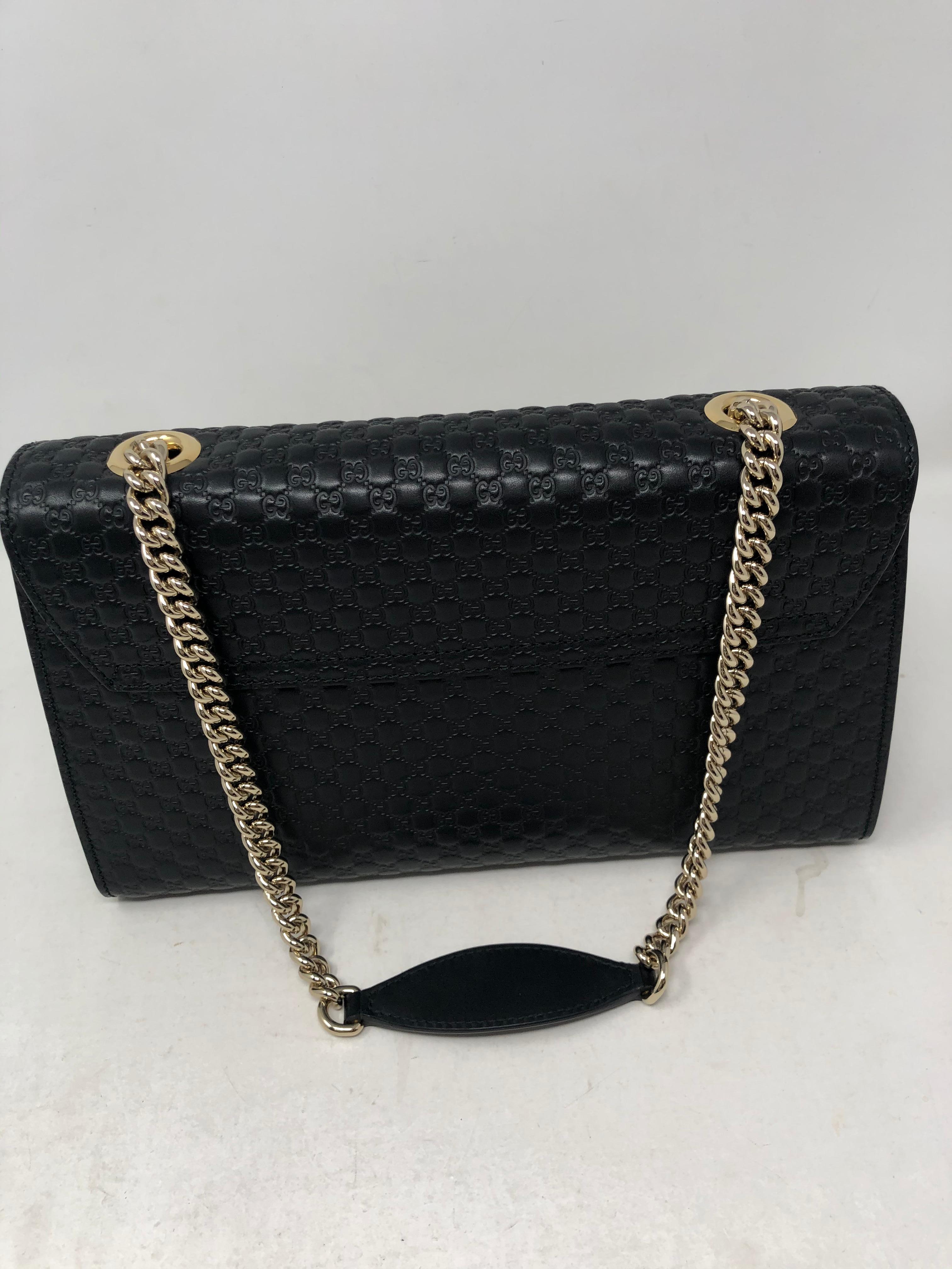 Gucci Embossed Black Leather Bag 1