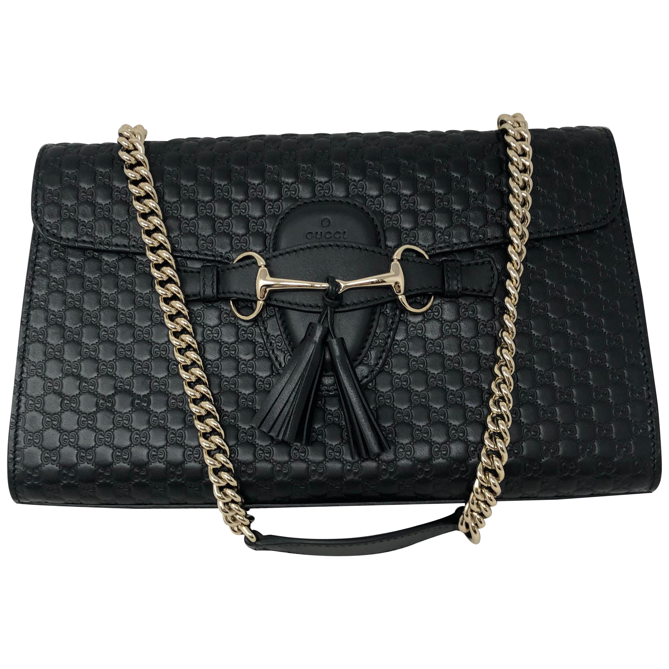 Gucci Embossed Black Leather Bag