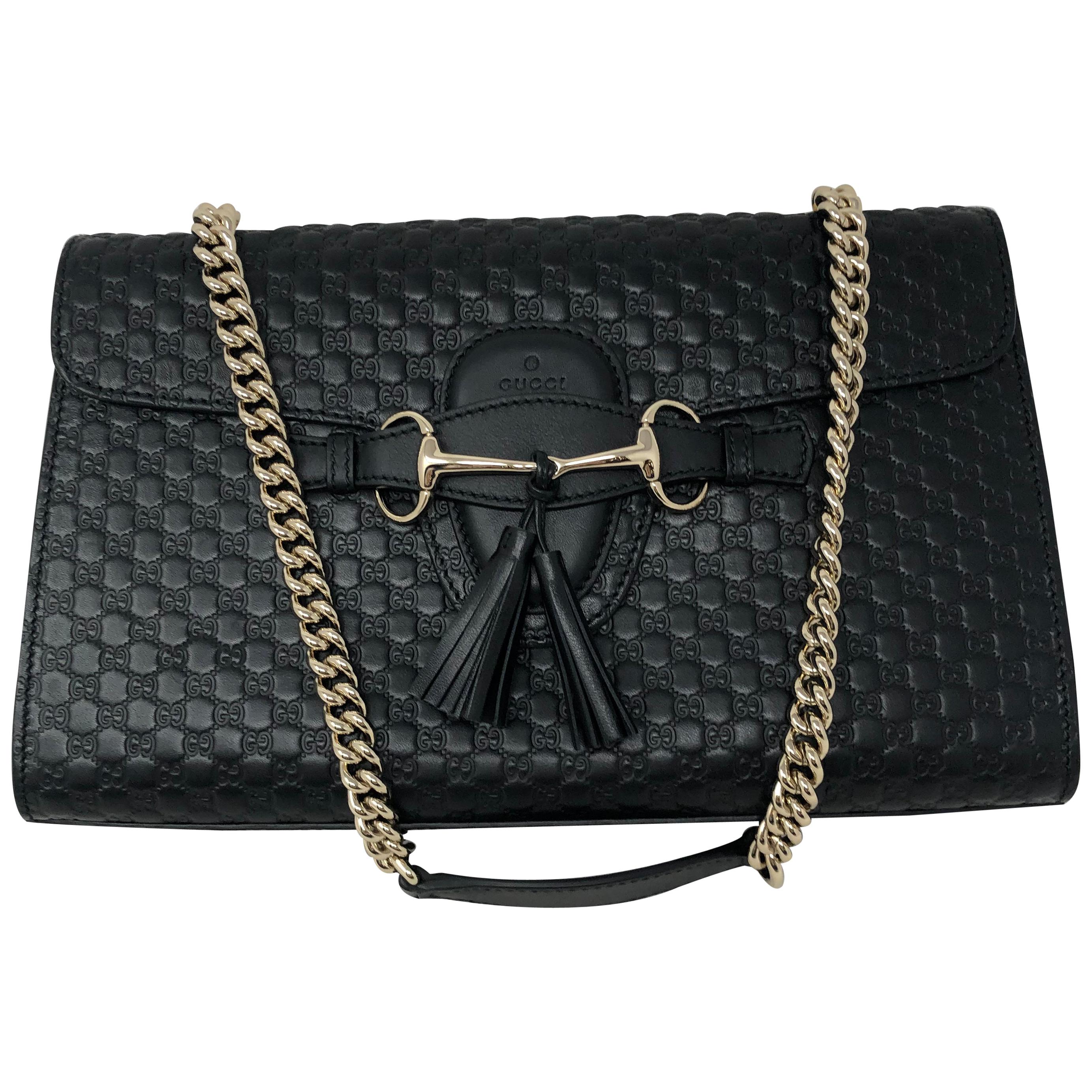 Gucci Embossed Black Leather Bag at 1stDibs gucci embossed leather bag