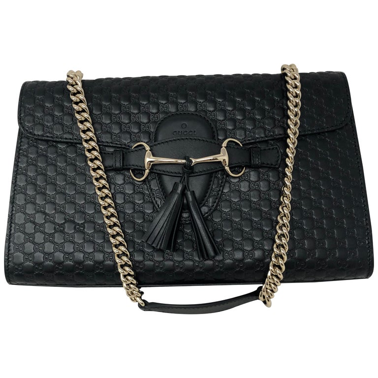 Gucci Embossed Black Leather Bag at 1stDibs gucci embossed leather bag