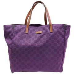 Gucci Embossed Gg Large Shopper 870342 Purple Nylon Tote