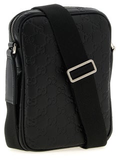 Gucci Embossed GG Monogram Shoulder Bag — Black