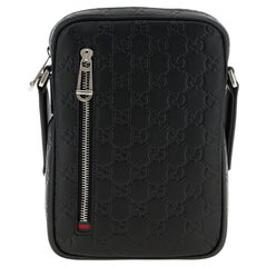Gucci Embossed GG Monogram Shoulder Bag — Black