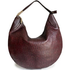 Gucci Geprägtes Leder Horsebit Glam Hobo Bag Umhängetasche mit Gold Hardware