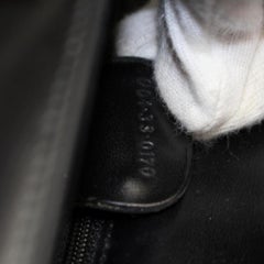 Gucci Embossed Logo Flap 869399 Black Leather Shoulder Bag