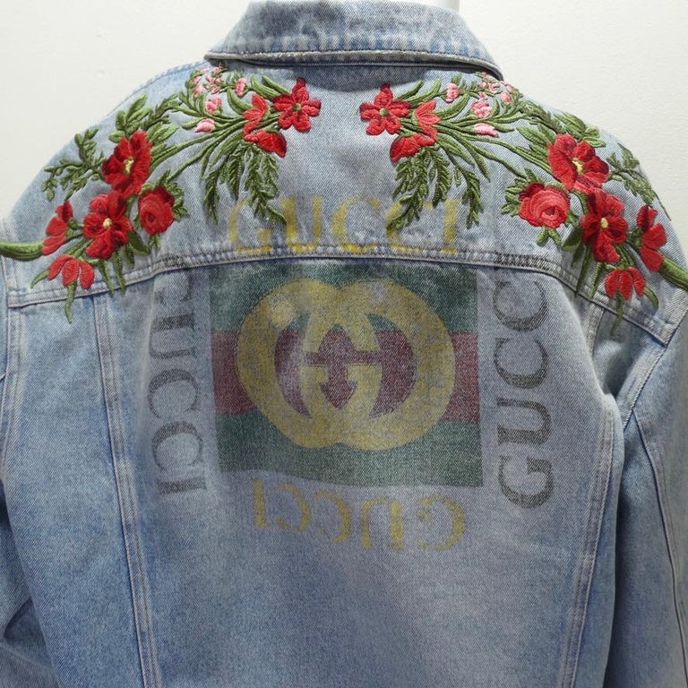 Gucci Embroidered Denim Jacket Circa 2017 For Sale at 1stDibs