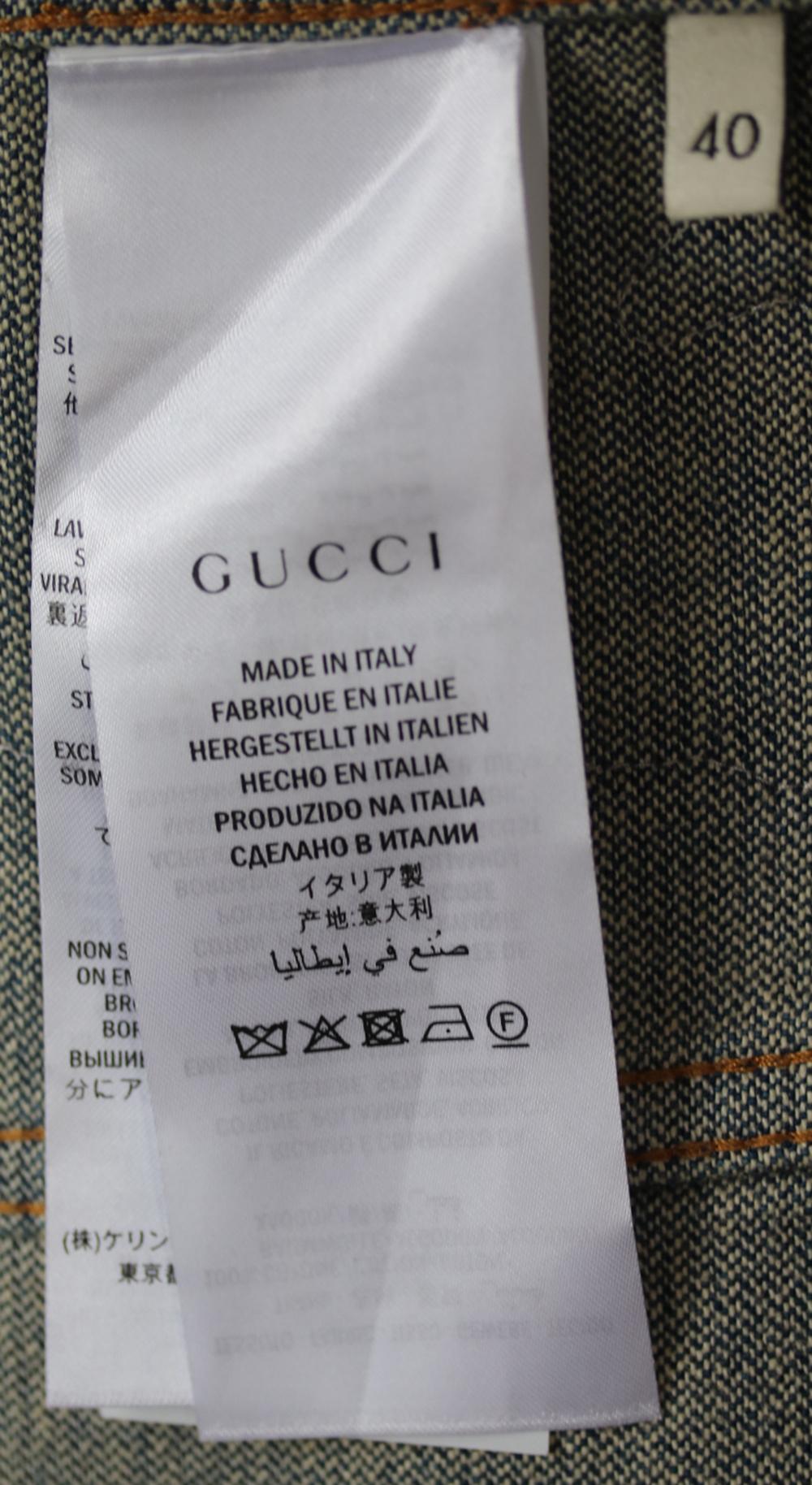 Gray Gucci Embroidered Denim Jacket 