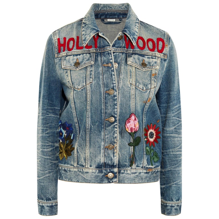 Gucci Embroidered Denim Jacket At 1stdibs