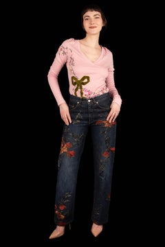 Gucci embroidered denim pants by Tom Ford Winter 1999