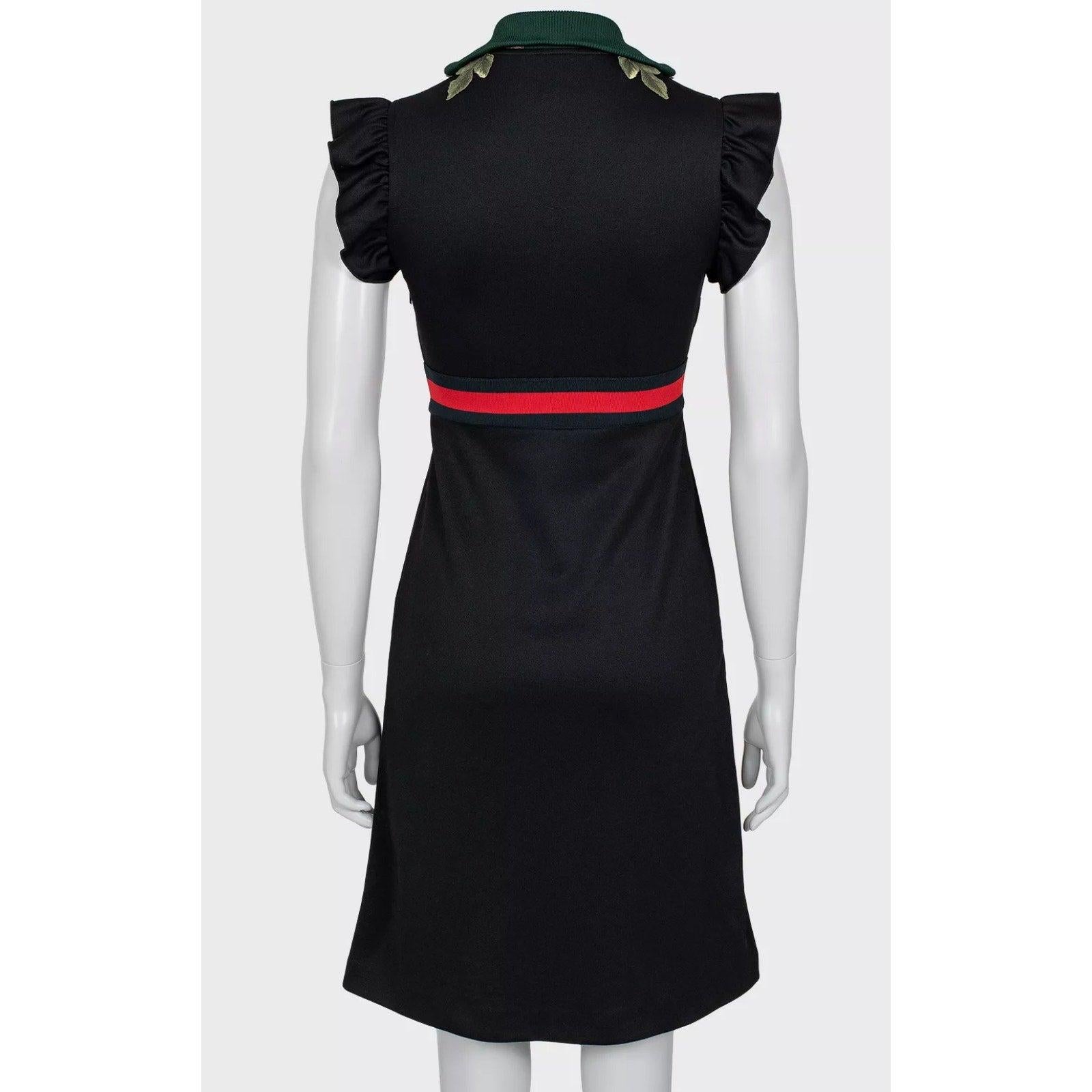 Noir Gucci - Robe en polyester noir avec détails brodés XS en vente